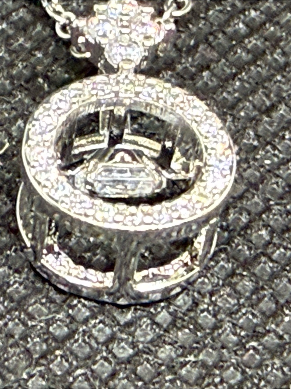 Woman’s Sterling Silver White Center CZ Crystal With Moissanite Pendant